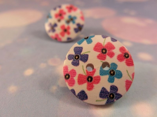 Preview: Blumen Knopf Ohrstecker Holz Blüte Flower